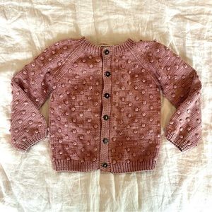 Misha and Puff Kids pink cartigan popcorn sweater size 4-5 year